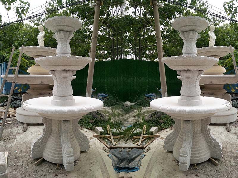 芝麻白石雕噴泉