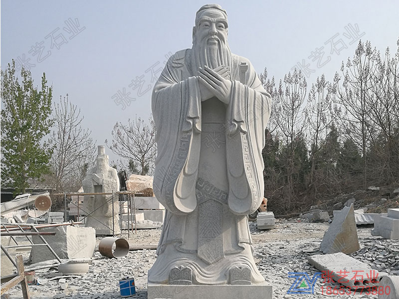 芝麻白石雕孔子像廠家