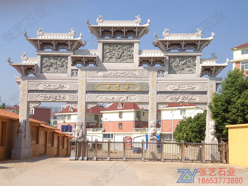 寺廟花崗巖石大門-石門樓